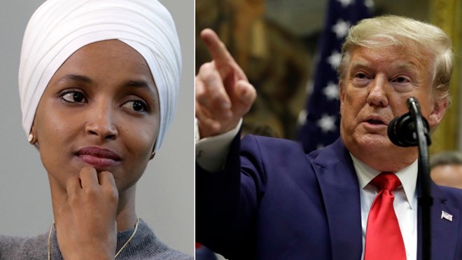 U.S. Rep.) Ilhan Omar (D-1st) and President Donald Trump. (Photo credits: Getty Images, Associated Press)