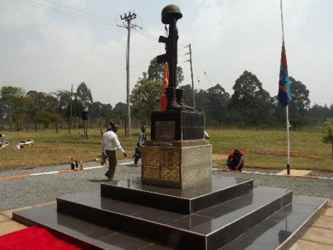 The monument erected in honour of the slain KDF soldiers in Somalia.Photo/Mathews Ndanyi