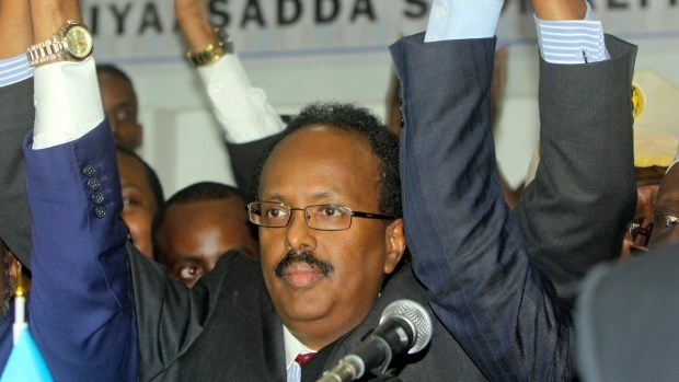 New Somali President Mohamed Abdullahi Farmajo, who is a dual U.S.-Somali citizen, immediately took the oath of office as the long-chaotic country moved toward its first fully functioning central government in 25 years. (Farah Abdi Warsameh/Associated Press)