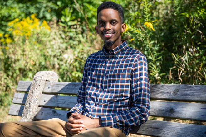 Omar Fateh is a business-systems analyst at the University of Minnesota and the only U.S.-born Somali to run for public office in the state. He's primed to win the state Senate District 62. Credit: Jaida Grey Eagle | Sahan Journal
