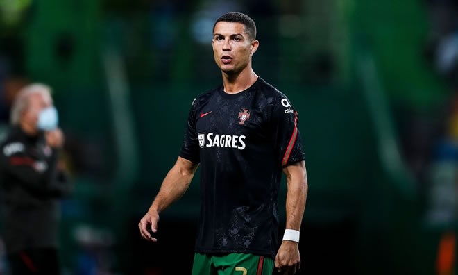 Portugal's forward Cristiano Ronaldo warms up before the friendly football match between Portugal and Spain at the Jose Alvalade stadium in Lisbon on Oct. 7, 2020.Carlos Costa / AFP - Getty Images