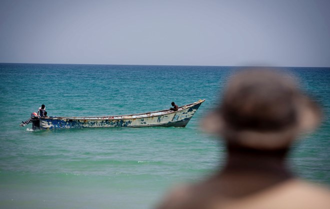 Members of the Puntland Maritime Police Force on patrol for pirates near the village of Elayo, Somalia. (Photo by jason florio/Corbis via Getty Images)