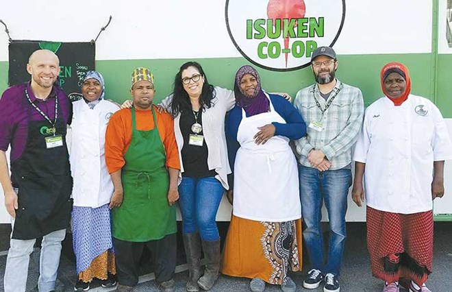 The Isuken Cooperative’s Somali Bantu farm-to-table food truck crew on a visit to Belfast in 2018