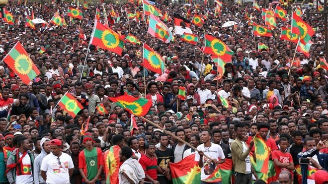 Huge crowds turned out at Oromo Liberation Front rallies after a ban on the group was lifted in 2018.GETTY IMAGES