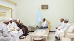 President Hassan Sheikh meets renowned Quran reciter Sheikh Abdirashid Ali Sufi in Mogadishu