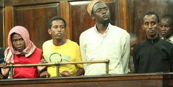 Some of the youths charged with unlawful assembly at the High Court January 18, 2010. Photo/PAUL WAWERU