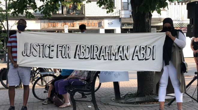 Friday was the fourth anniversary since the violent arrest of Abdirahman Abdi. He was resuscitated at the hospital but died the next day. (Idil Mussa/CBC News)