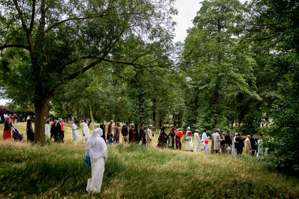 Muslims celebrating Eid al-Fitr in Valentines Park in London in July.