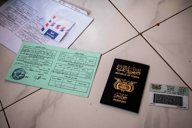 Nizar Foazi’s identification documents and Yemeni passport. He says many Yemenis and Somali-Yemenis have fled to Somaliland without their ID documents because they had to run away so quickly.