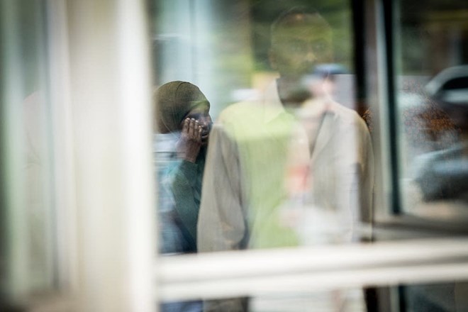Fadumo Hussein wipes her eyes as she leaves the federal courthouse in Minneapolis shortly after her son Guled Ali Omar was found guilty on terrorism charges June 3. Evan Frost | MPR News