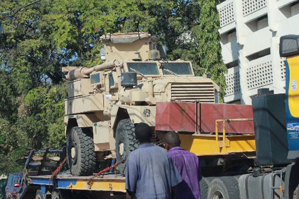 Armoured Personnel Carriers (APCs) heading to Likoni ferry on February 22, 2015 to be shipped to Mogadishu, Somalia, to beef up Amisom forces. Military bosses of countries with troops in Somalia are meeting in Nairobi to strategise on how to fight Al-Shabaab. PHOTO | LABAN WALLOGA