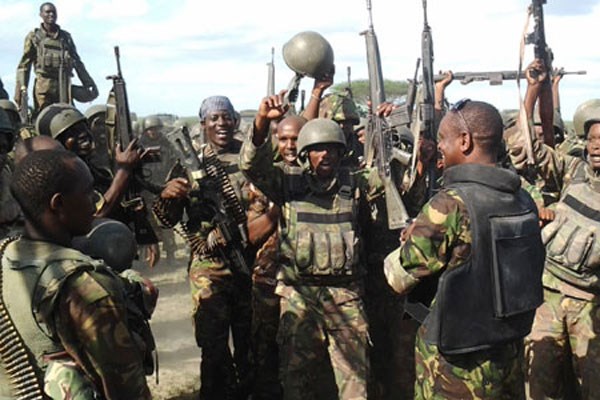 Kenya Defence Forces (KDF) celebrate after capturing the Somalia town of Jana Cabdalla, 40km from Kismayu last week. Even after the port of Kismayu was taken, Al Shabaab remain operational. We were told Al Shabaab had lost most of their territory. Their leaders were being picked off by drones. Their followers were running scared and their numbers were decimated