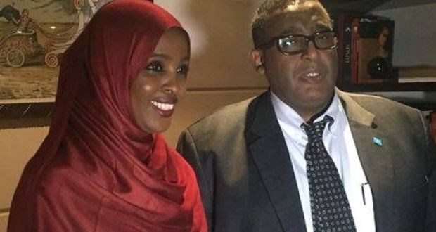 Ifrah Ahmed with Somali prime minister Omar Abdirashid Ali Sharmarke. Photograph: Ifrah Ahmed.
