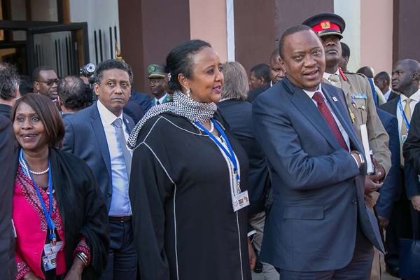 President Uhuru Kenyatta and Cabinet Secretaries Amina Mohamed at Marrakeh, Morocco where they attended the Africa Action Summit. PHOTO | PSCU