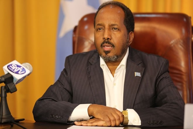 File: outgoing Somalia president Hassan Shikh Mohamud