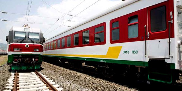 The Ethiopia-Djibouti train line in Addis Ababa. Travelling at 120km/h, the new service cuts the journey time down from three days by road to about 12 hours. AFP PHOTO | ZACHARIAS ABUBEKER