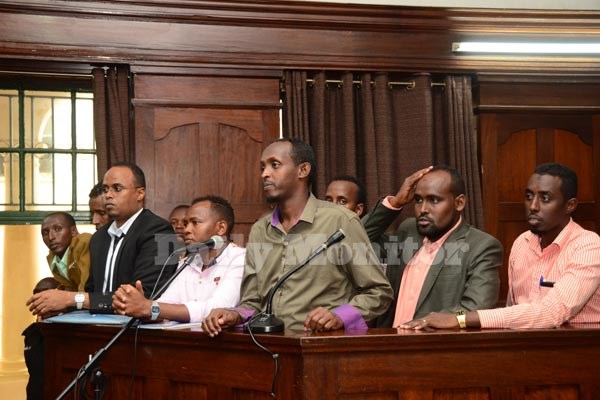 Somali nationals accused of terrorism in the dock at the International Crimes Division of the High Court in Kampala on Monday. Photo by Michael Kakumirizi