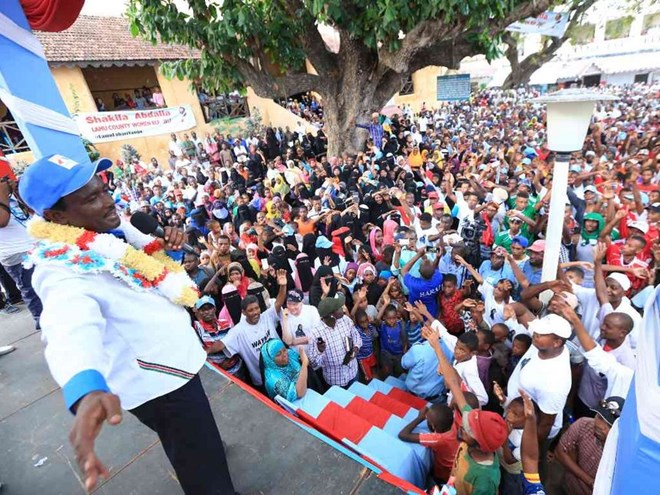 Wiper leader Kalonzo Musyoka in Mkunguni Square, Lamu, on Friday /DENNIS KAVISU