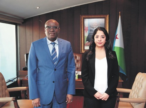 Djiboutian Ambassador Aden H. Abdillahi with Daily Sabah's Özgenur Sevinç (R).