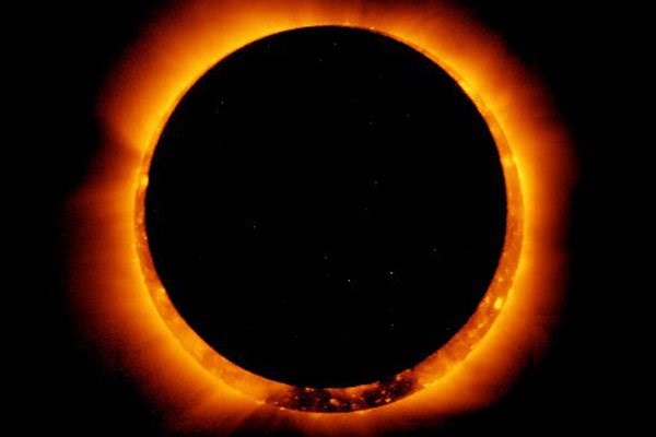 Sun spots are seen as the moon moves into a full eclipse position after reaching annularity during annular eclipse on May 20, 2012. The "ring of fire" was witnessed on February 26, 2017. PHOTO | AFP | GETTY IMAGES NORTH AMERICA | NASA.
