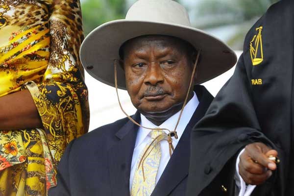 Uganda's President Yoweri Museveni during his swearing in ceremony as newly-elected President on May 12, 2016. Members of Uganda's ruling NRM Tuesday voted unanimously in favour of a motion seeking to amend the Constitution to remove the presidential age limit. PHOTO | RONALD KABUUBI | AFP