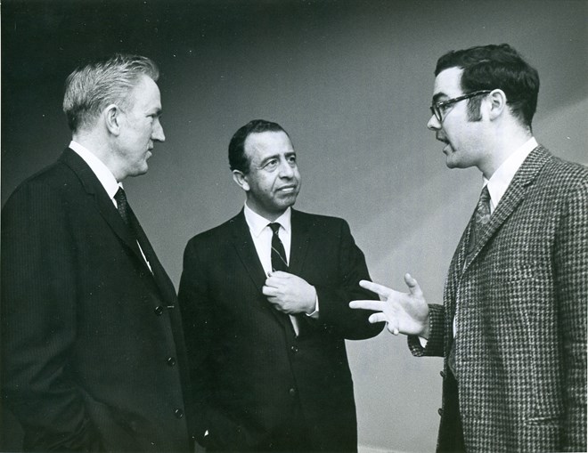 Rev. Donald Trued and Tim Smith discuss sanctions against South Africa at the United Nations. by United Nations .New York, New York, United Nations. March 17-18, 1969
