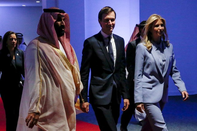 Saudi Arabia's Deputy Crown Prince Mohammed bin Salman escorts Jared Kushner and Ivanka Trump at the Global Center for Combatting Extremist Ideology in Riyadh in May 2017. (Jonathan Ernst/Reuters)