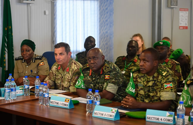 Senior officers from the African Union Mission in Somalia (AMISOM) and other international partners attend the opening session of the AMISOM Sector Commanders' Conference to discuss and review the Concept of Operations in Mogadishu, Somalia, on 11 February 2019. AMISOM Photo / Omar Abdisalan