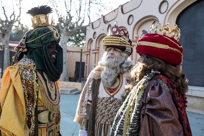 Honoré, left, as King Balthazar, next to Melchior and Gaspar, roles played by local donors in the parade. January 2019.CreditEdu Bayer