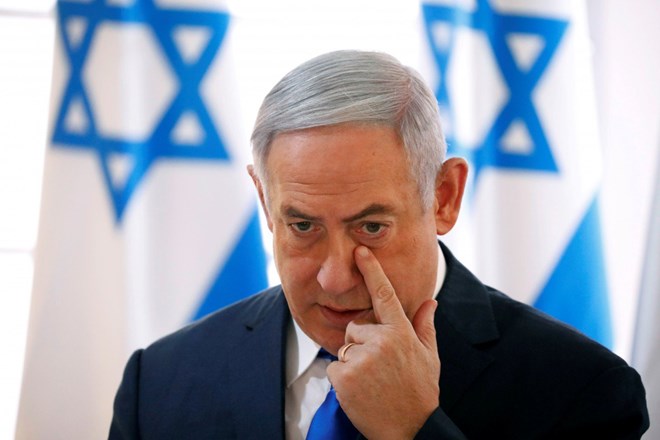 Israeli Prime Minister Benjamin Netanyahu gestures during a weekly cabinet meeting in the Jordan Valley, in the Israeli-occupied West Bank, on Sunday. Photo: Reuters
