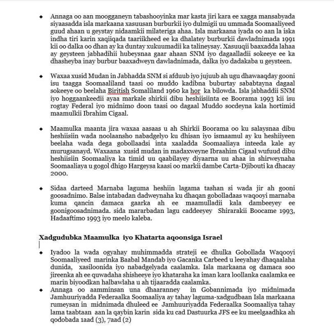 Xildhibaano iyo Wasiiro kasoo jeeda gobolada Waqooyi oo si adag uga horyimid go'aanka Israa’iil ku aqoonsatay Somaliland