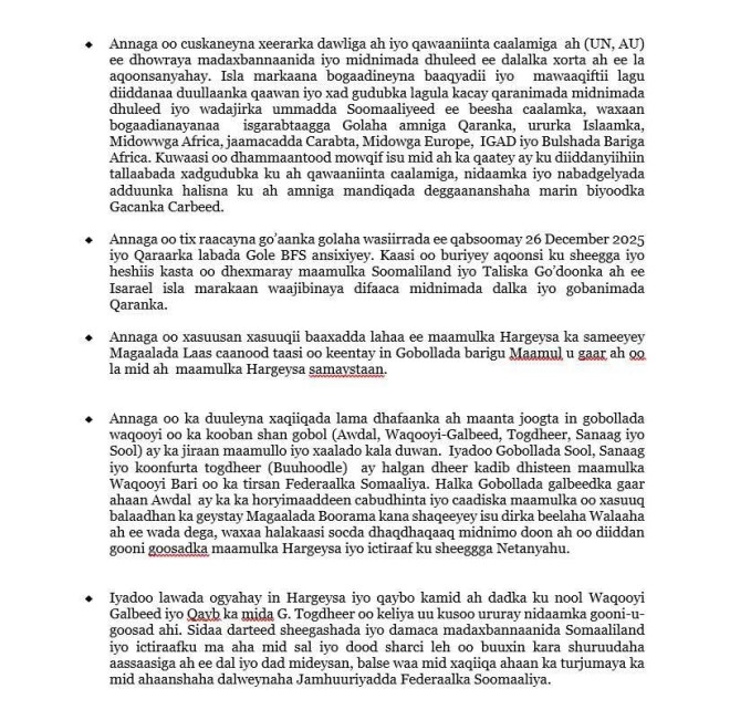 Xildhibaano iyo Wasiiro kasoo jeeda gobolada Waqooyi oo si adag uga horyimid go'aanka Israa’iil ku aqoonsatay Somaliland