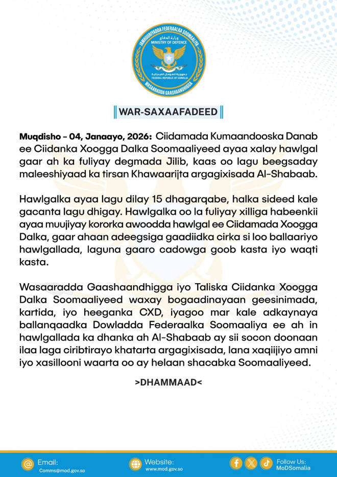 Ku dhawaad 20 xubnood oo Al-shabaab looga dilay howlgal laga fuliyay degmada Jilib